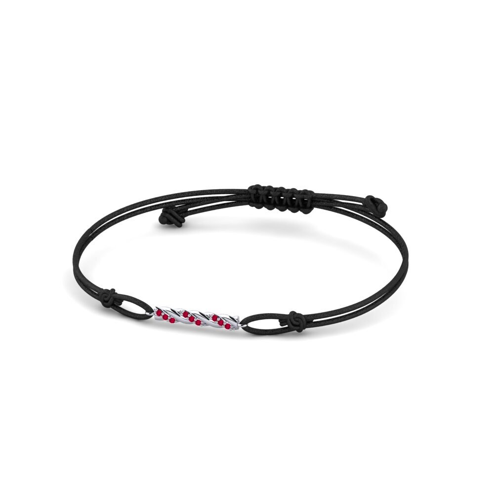 950 Palladium Ruby Cord Bracelet Verid