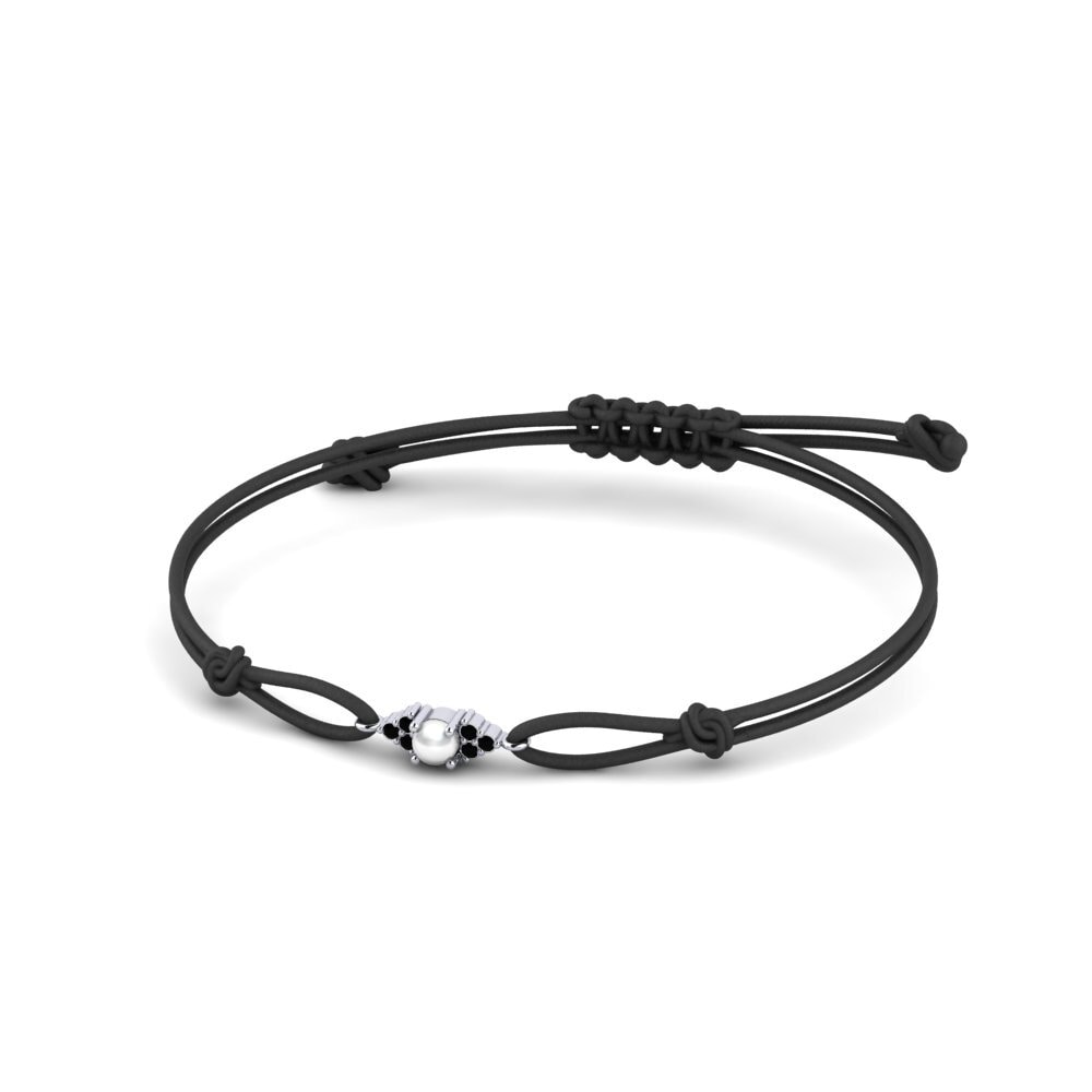 9ct White Gold Black Sapphire Cord Bracelet Verrucom