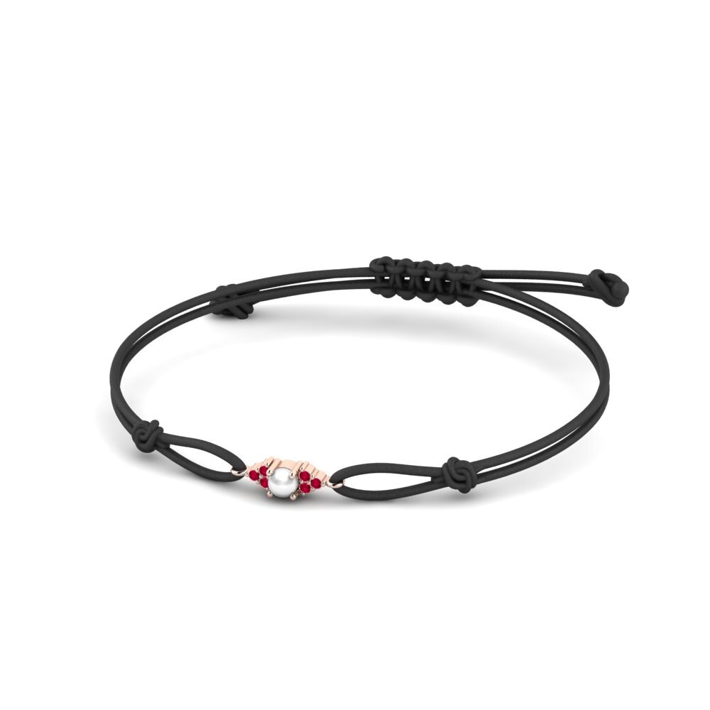 14ct Rose Gold Ruby Cord Bracelet Verrucom