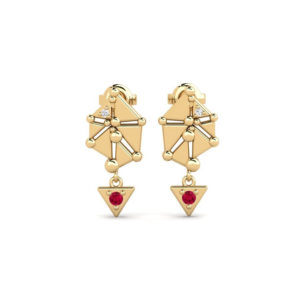 18ct Yellow Gold Ruby Women's Earring Zilora