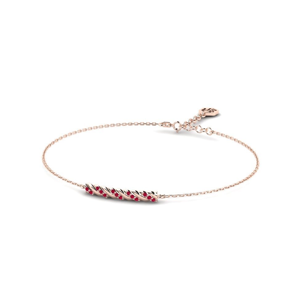 14ct Rose Gold Ruby Women's Bracelet Zirdest