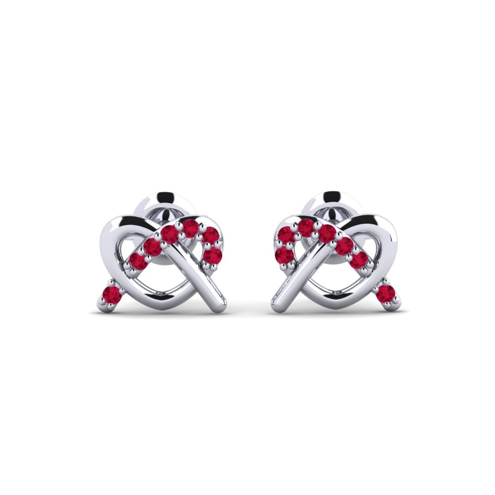 950 Palladium Ruby Women's Earring Asthall
