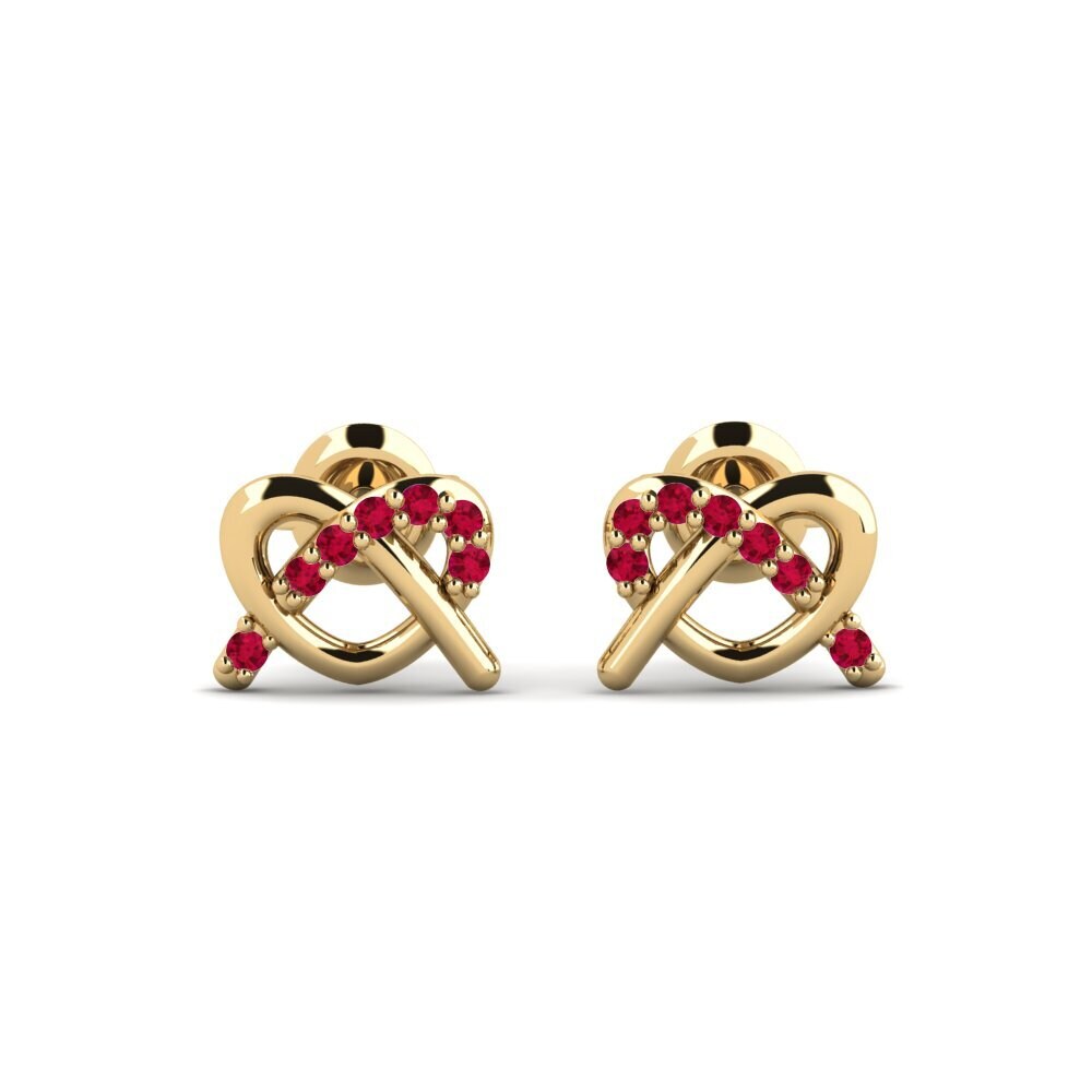 18ct Yellow Gold Ruby Women's Earring Asthall