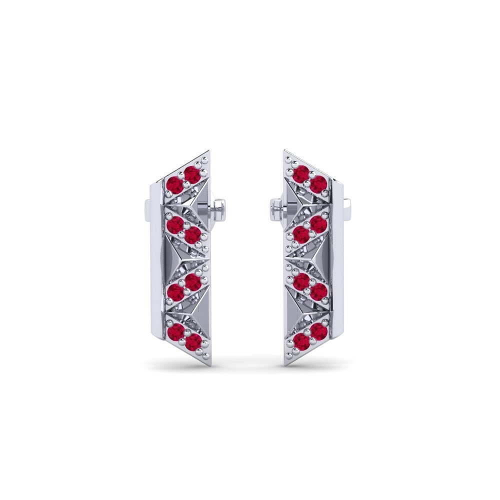 950 Palladium Ruby Women's Earring Bigili