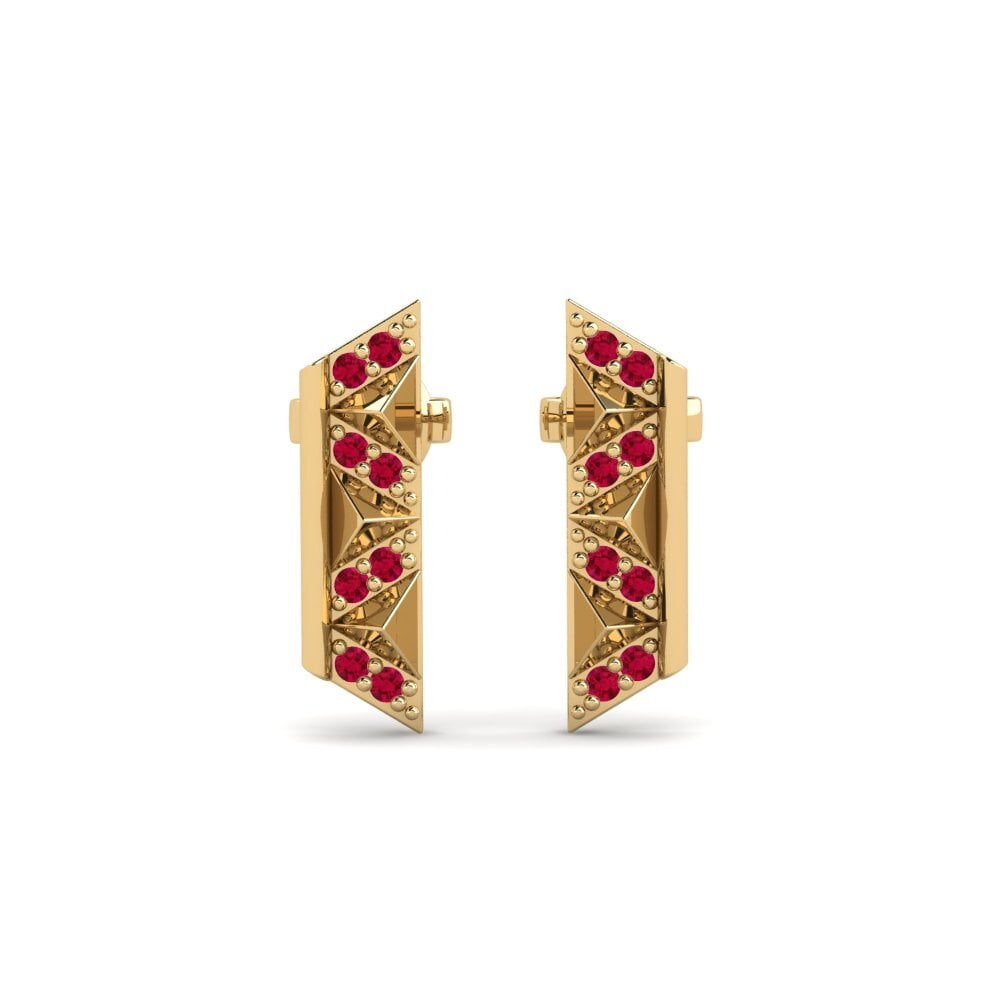 18ct Yellow Gold Ruby Women's Earring Bigili