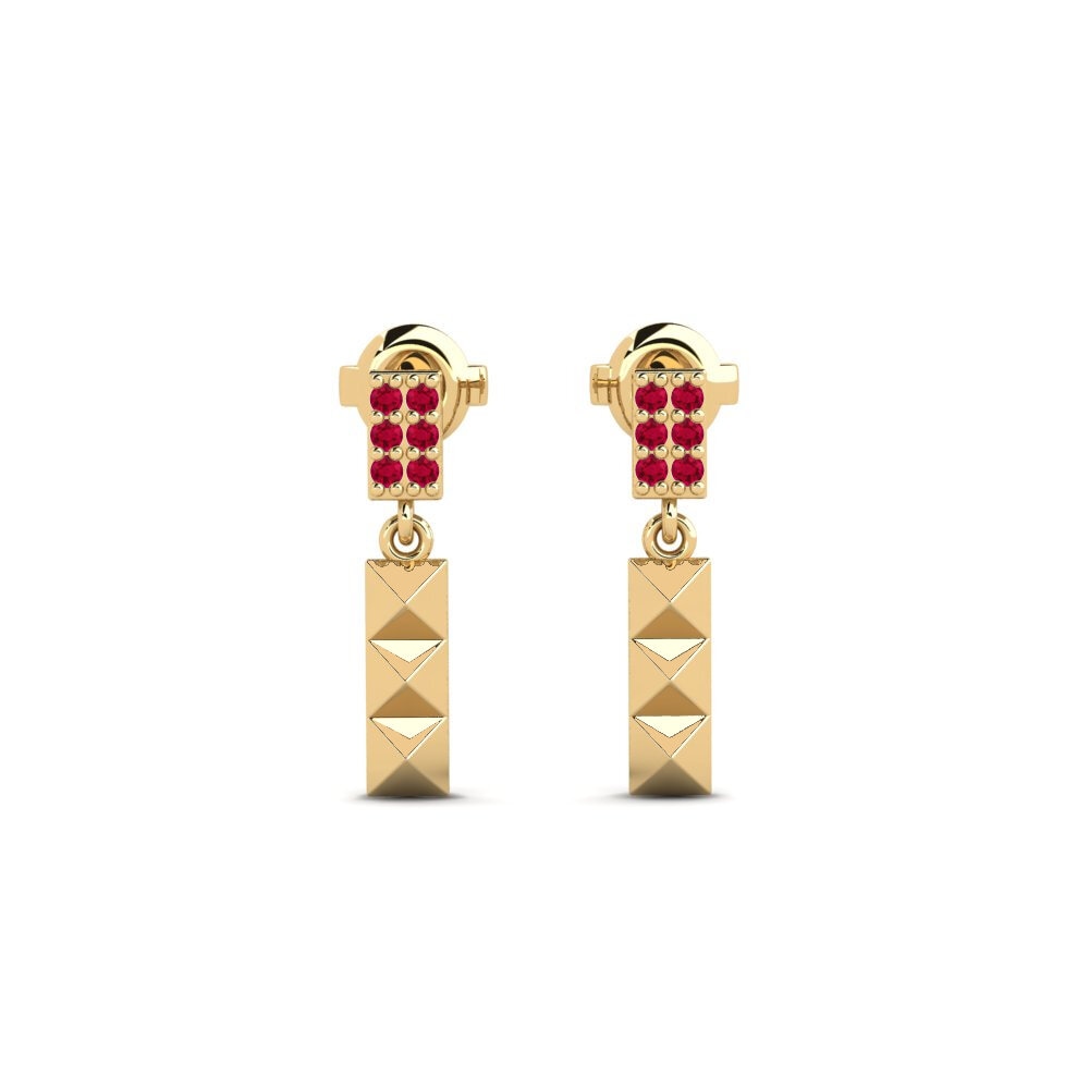 18ct Yellow Gold Ruby Women's Earring Bilie