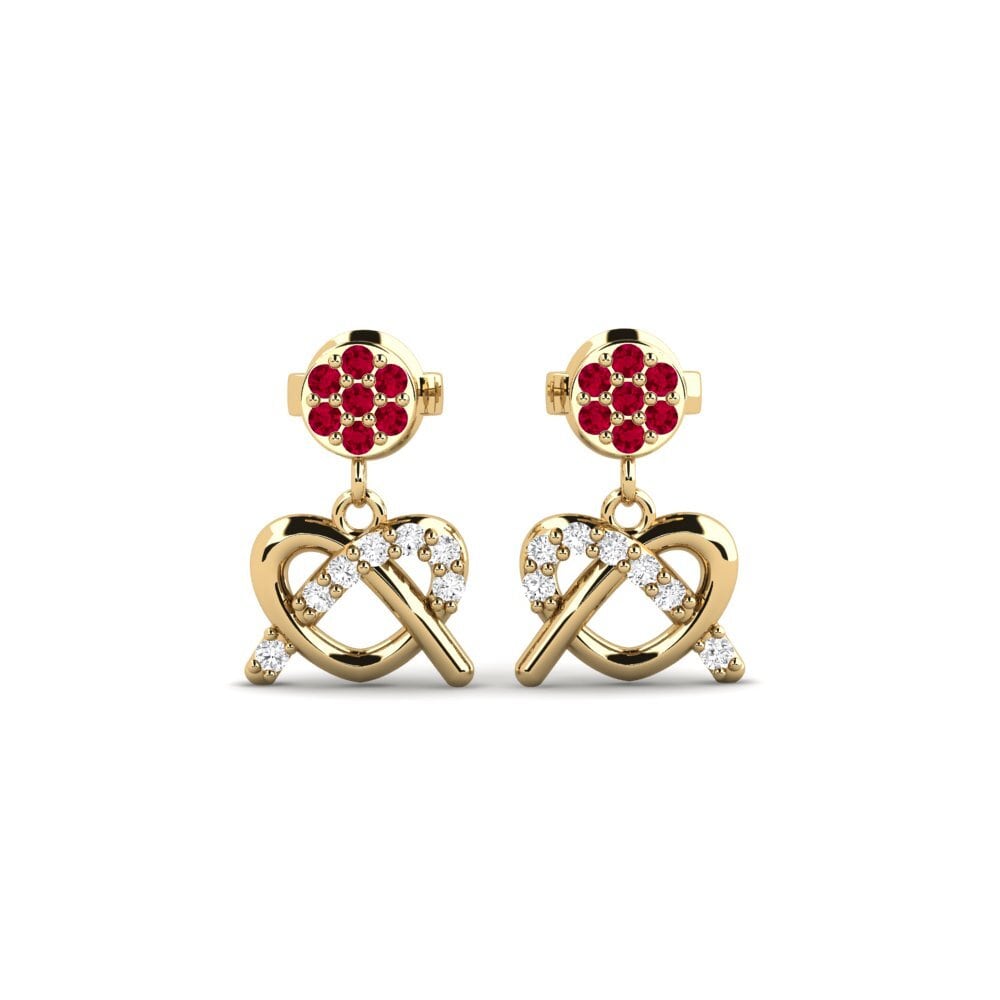 18ct Yellow Gold Ruby Women's Earring Chipping