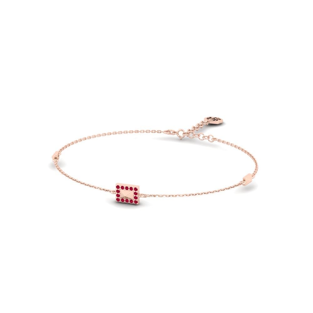 14ct Rose Gold Ruby Women's Bracelet Cohit