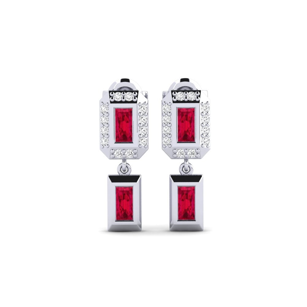 950 Palladium Ruby Women's Earring Dota