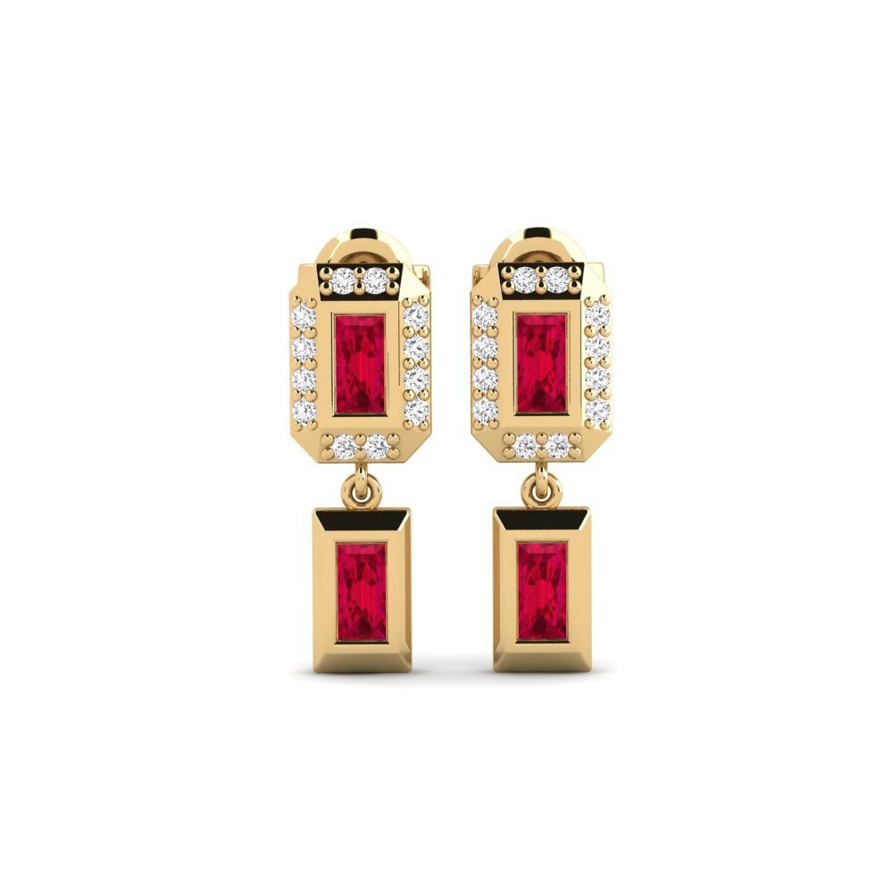 18ct Yellow Gold Ruby Women's Earring Dota