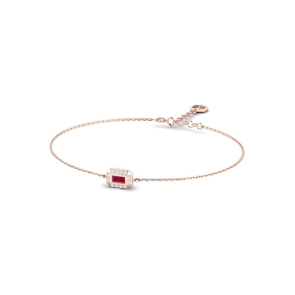 14ct Rose Gold Ruby Women's Bracelet Grain