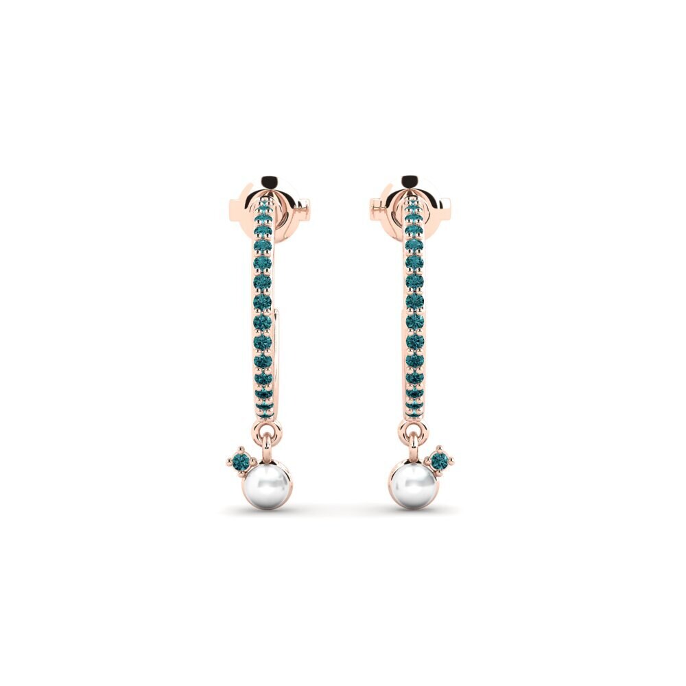 Rotgold 750 Blauer Diamant Damen ohrring Limnetica