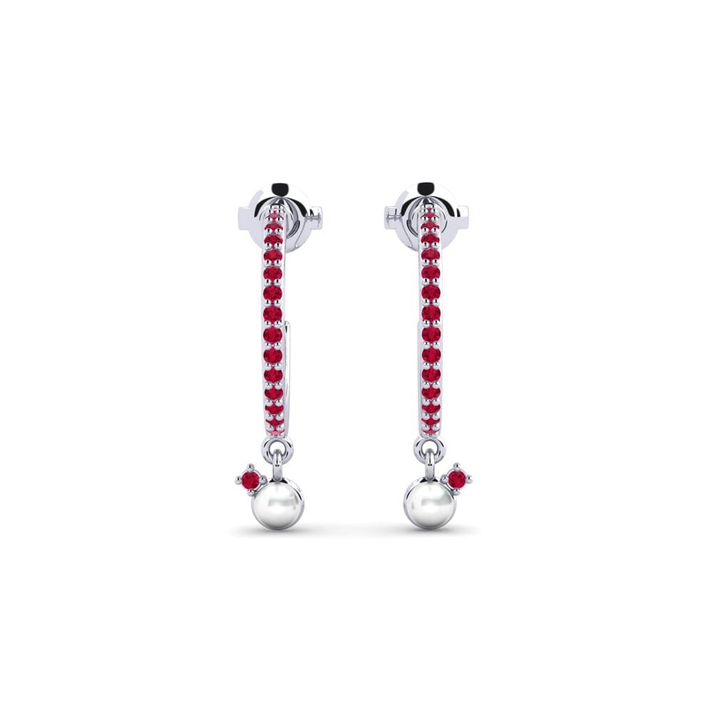 950 Palladium Ruby Women's Earring Limnetica