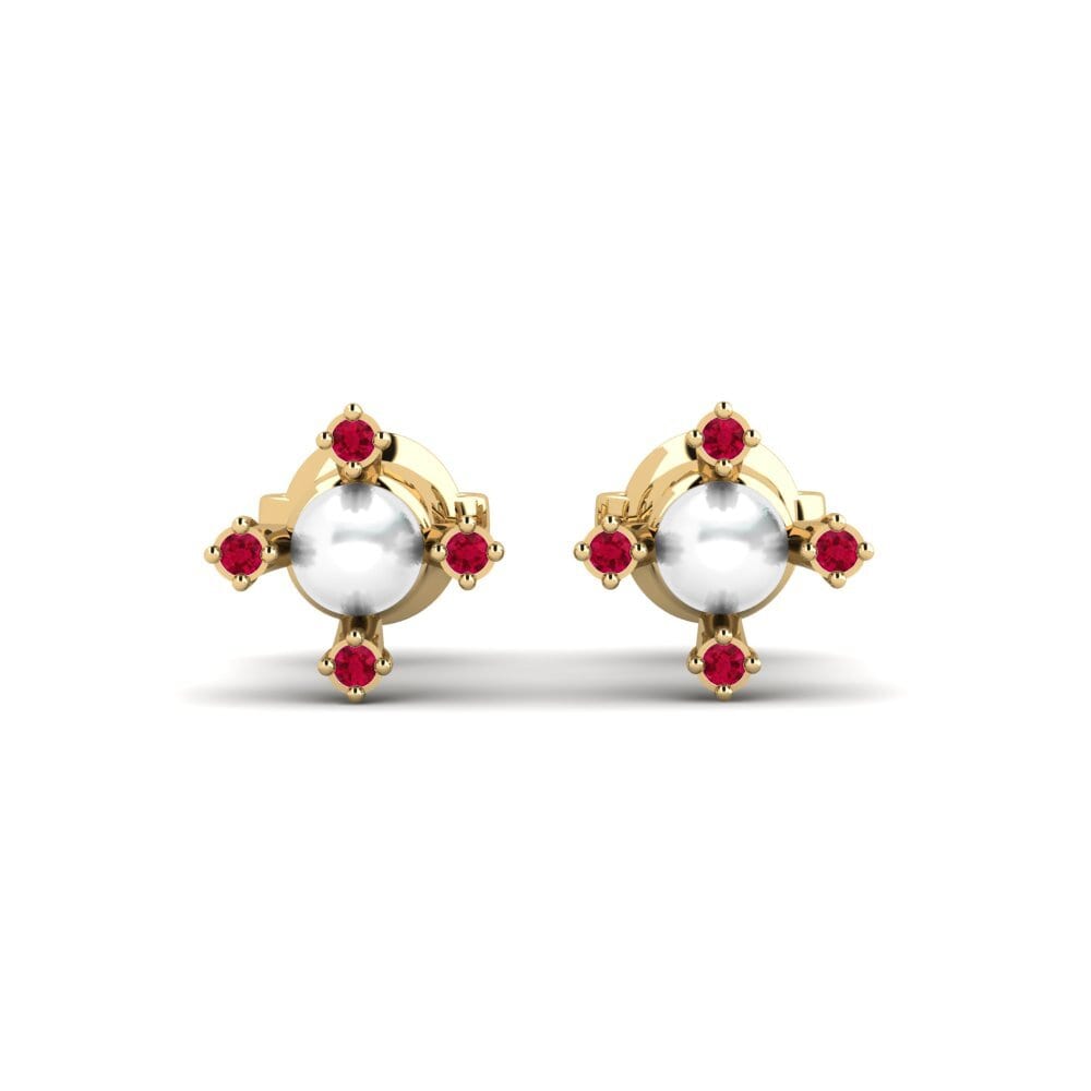 18ct Yellow Gold Ruby Women's Earring Marinomon