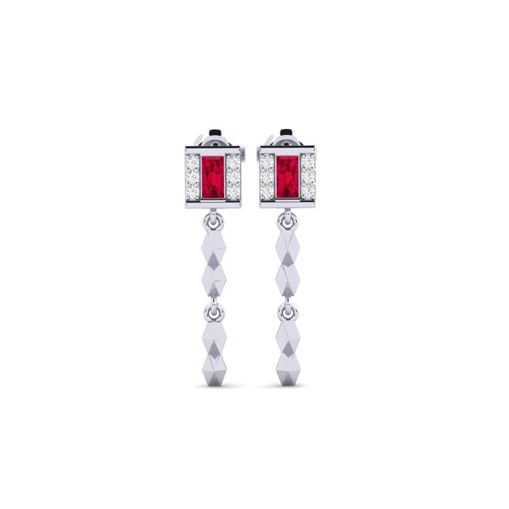 950 Palladium Ruby Women's Earring Mneisi