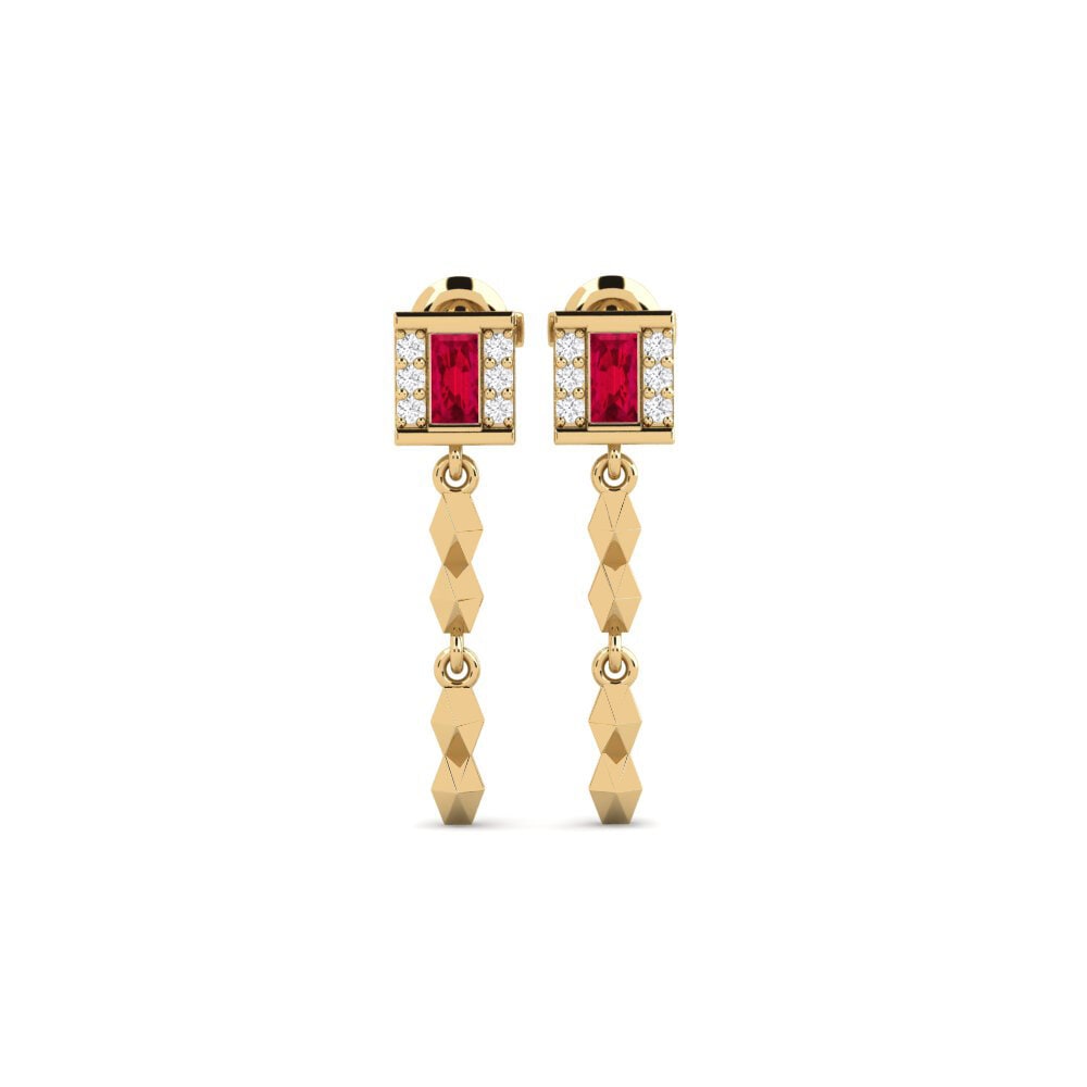 18ct Yellow Gold Ruby Women's Earring Mneisi