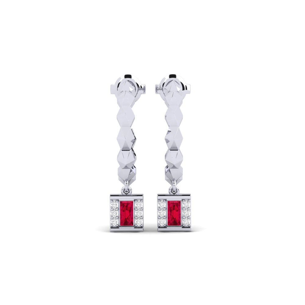950 Palladium Ruby Women's Earring Munanga