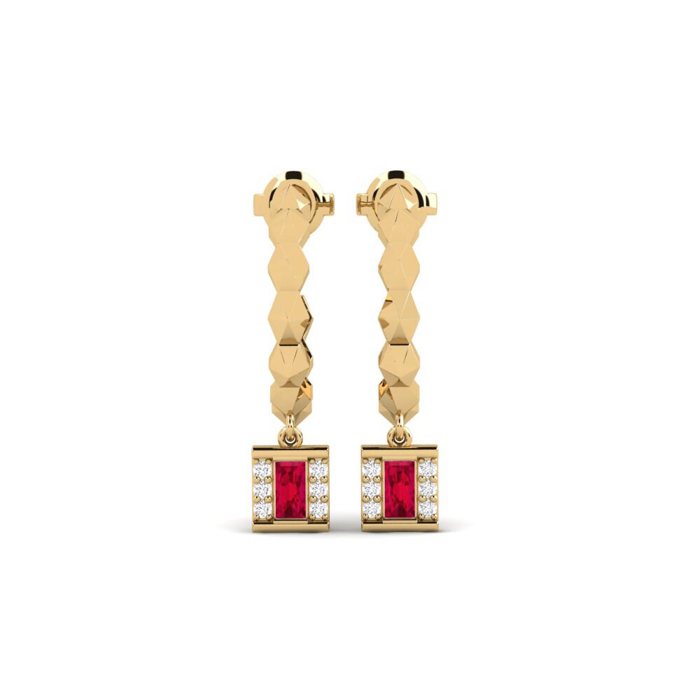 18ct Yellow Gold Ruby Women's Earring Munanga