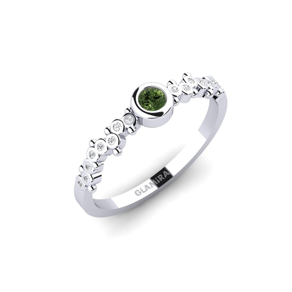 14ct White Gold Green Sapphire Ring Peyke