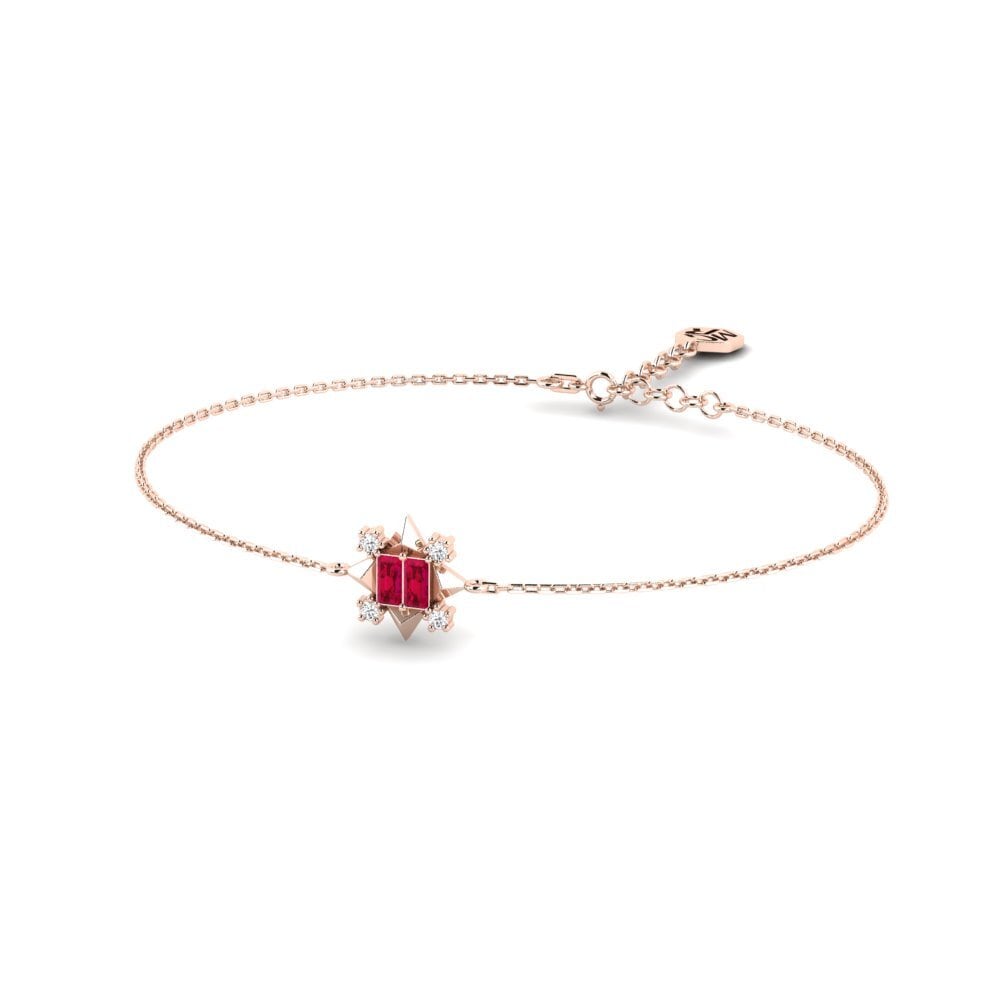 14ct Rose Gold Ruby Women's Bracelet Revceli