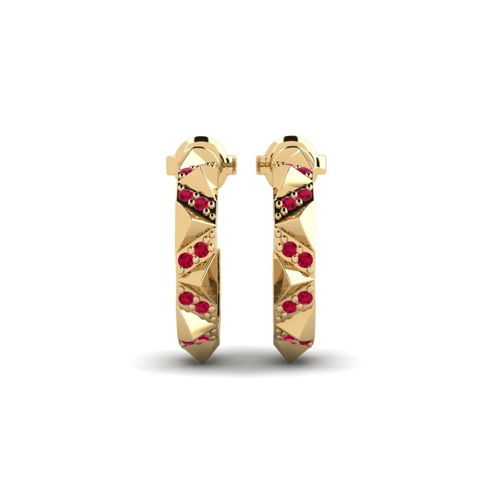 18ct Yellow Gold Ruby Women's Earring Satli
