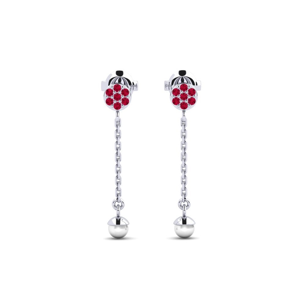 950 Palladium Ruby Women's Earring Sphaericus