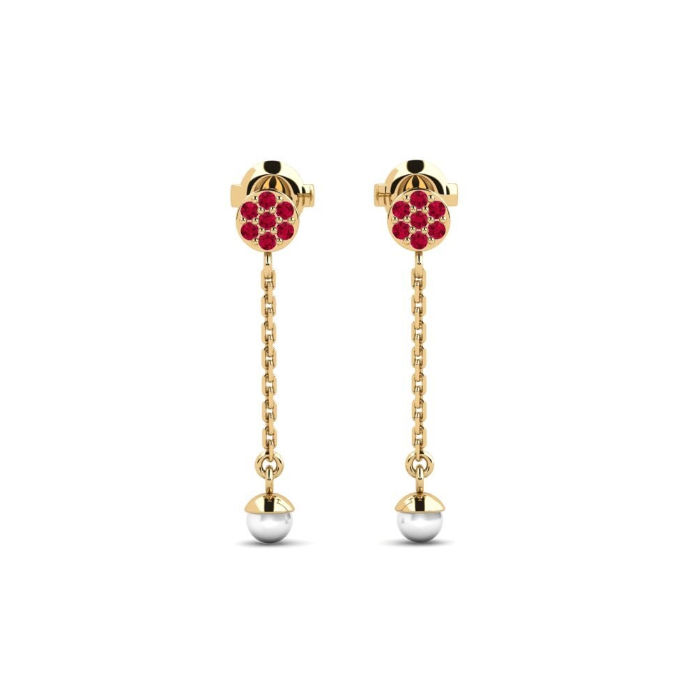 18ct Yellow Gold Ruby Women's Earring Sphaericus