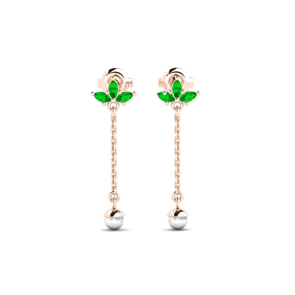 Rotgold 375 Smaragd Damen ohrring Spinosum