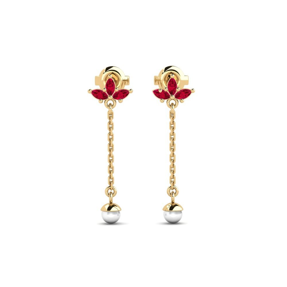 18ct Yellow Gold Ruby Women's Earring Spinosum