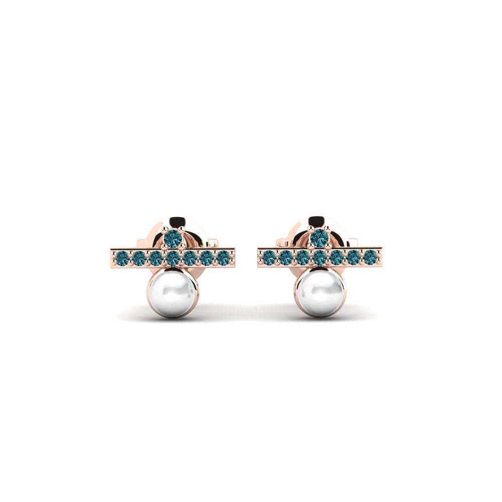 14ct Rose Gold Blue Diamond Women's Earring Stutzeri