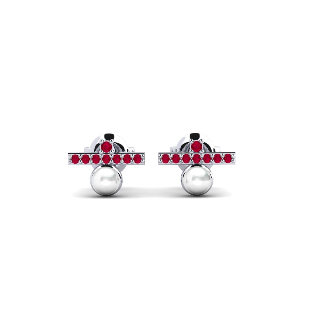 950 Palladium Ruby Women's Earring Stutzeri