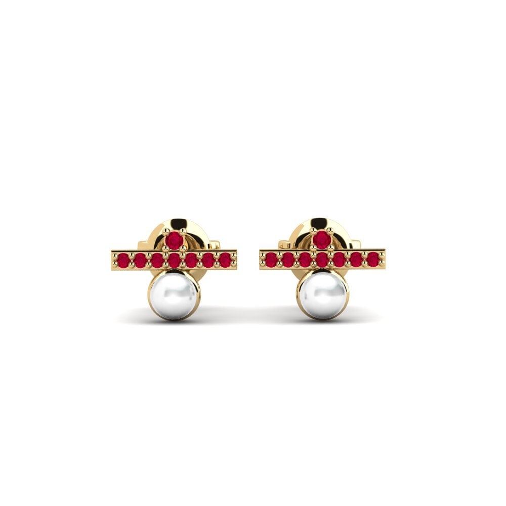18ct Yellow Gold Ruby Women's Earring Stutzeri