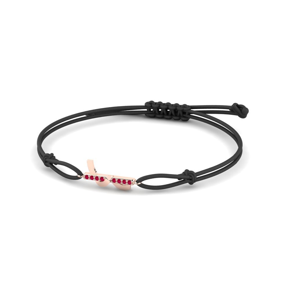 14ct Rose Gold Ruby Cord Bracelet Usk