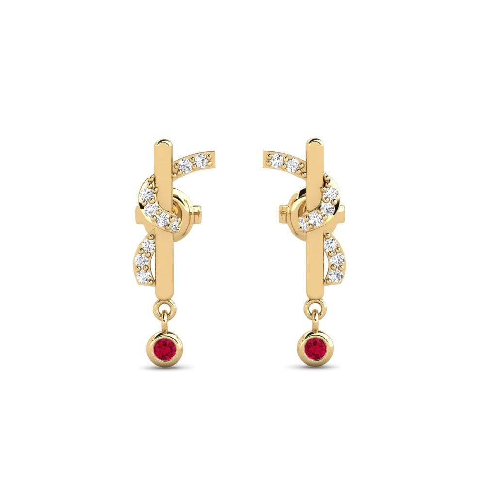 18ct Yellow Gold Ruby Women's Earring Witney