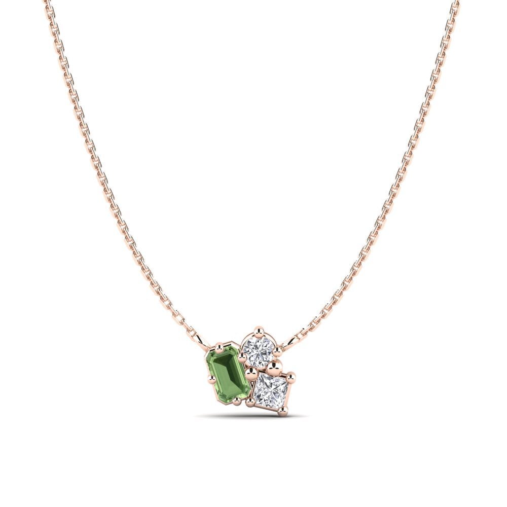 14k Oro Rosa Zafiro Verde Collar de Mujer Balzac