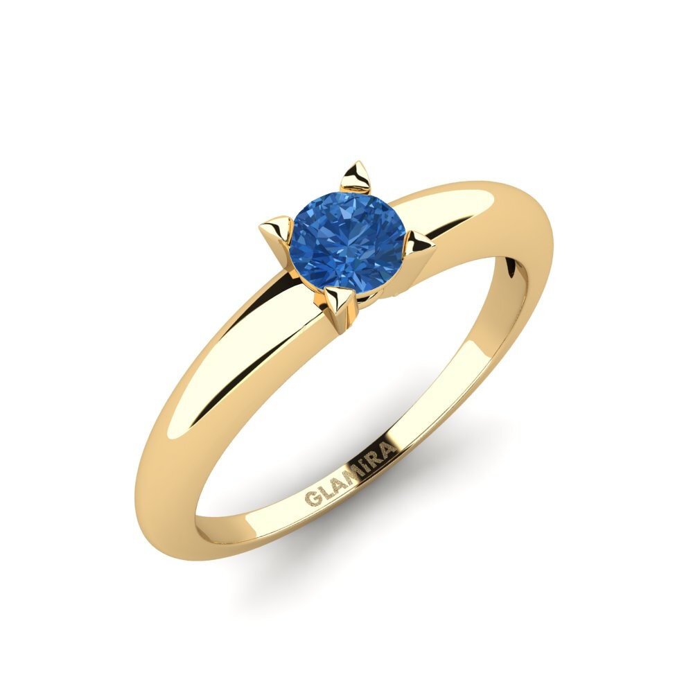 Dark Blue Zirconia Engagement Ring Cambo