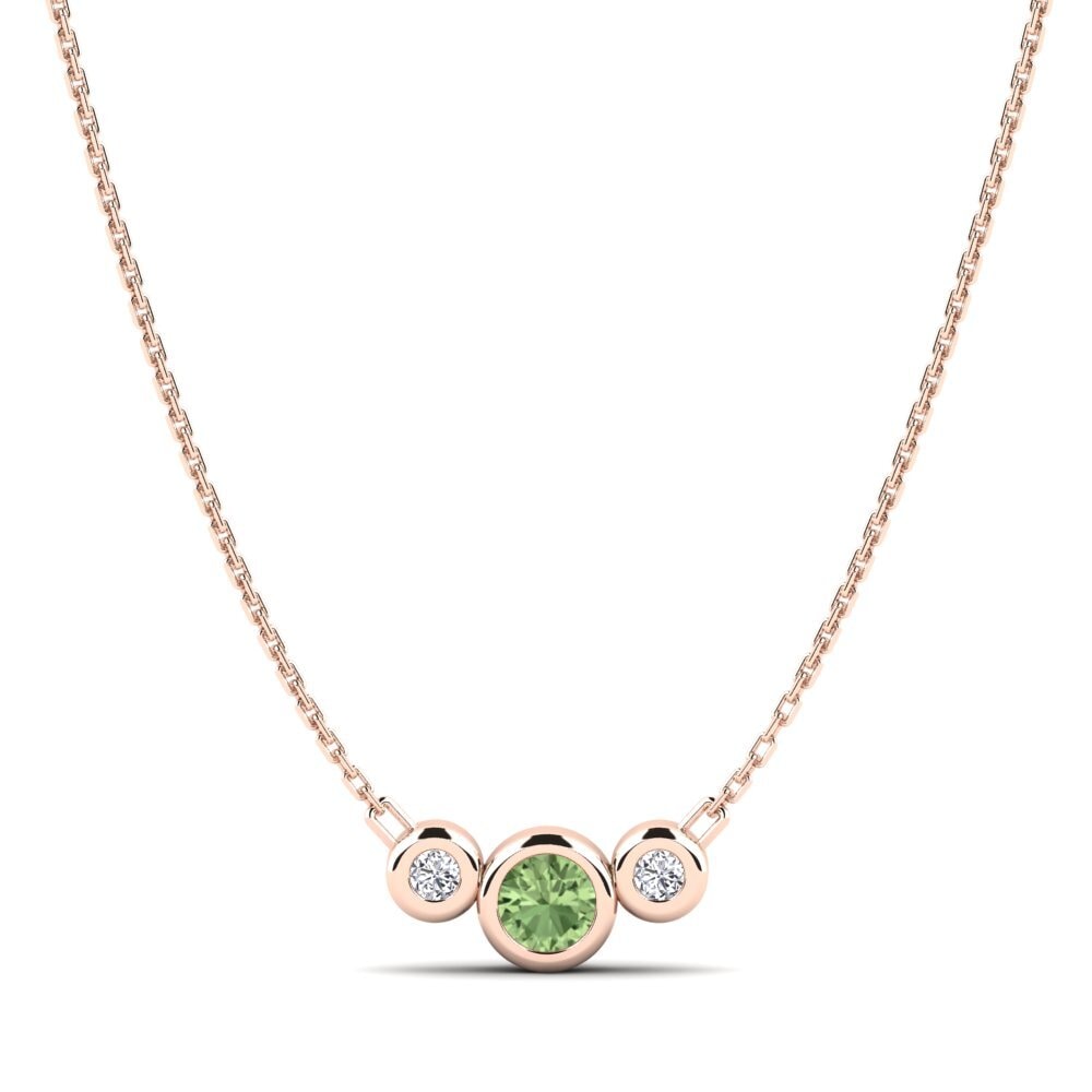 14k Oro Rosa Zafiro Verde Collar de Mujer Castiglione