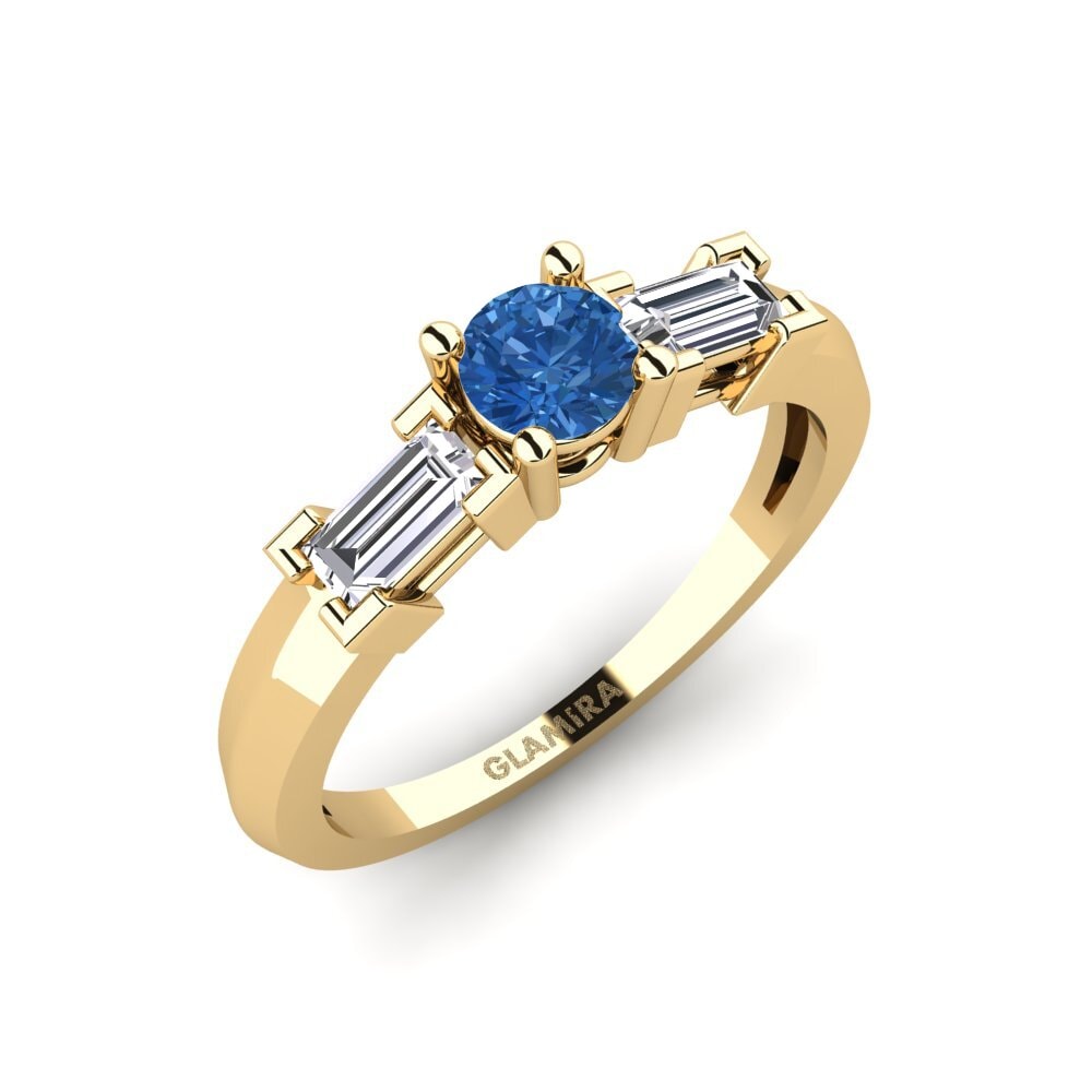 Dark Blue Zirconia Engagement Ring Ceyralin