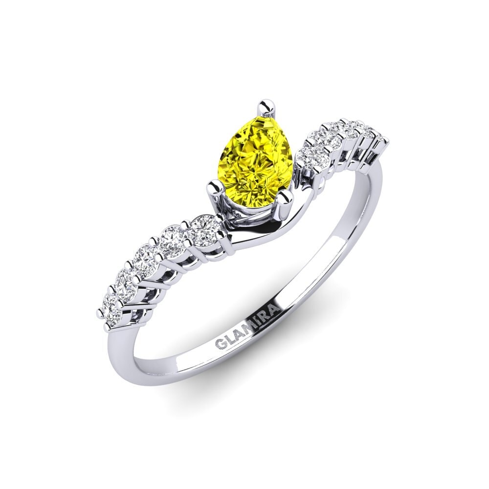 Białe Złoto 375 Żółty Diament Pierścionek zaręczynowy Chaek