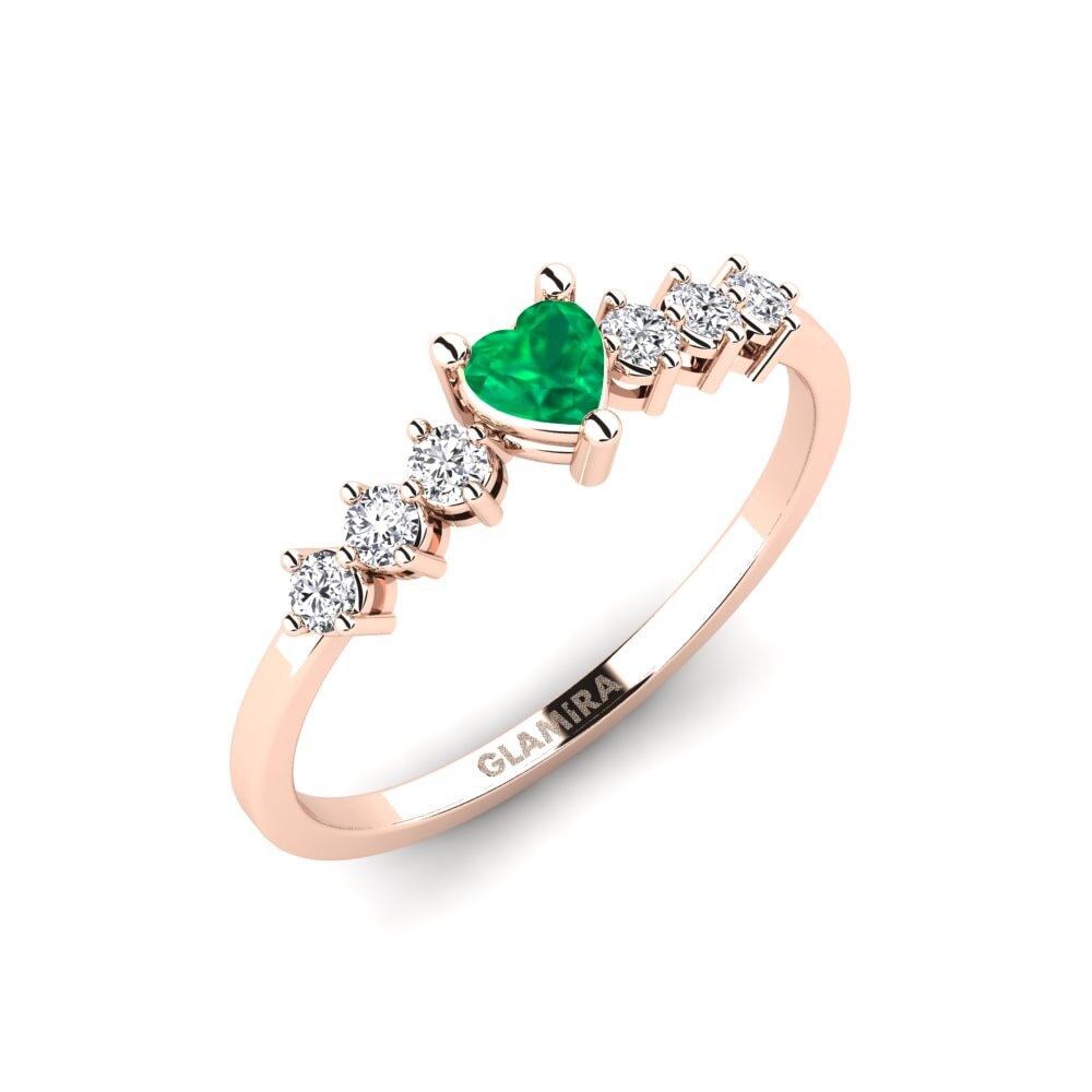 14ct Rose Gold Emerald Engagement Ring Circinus