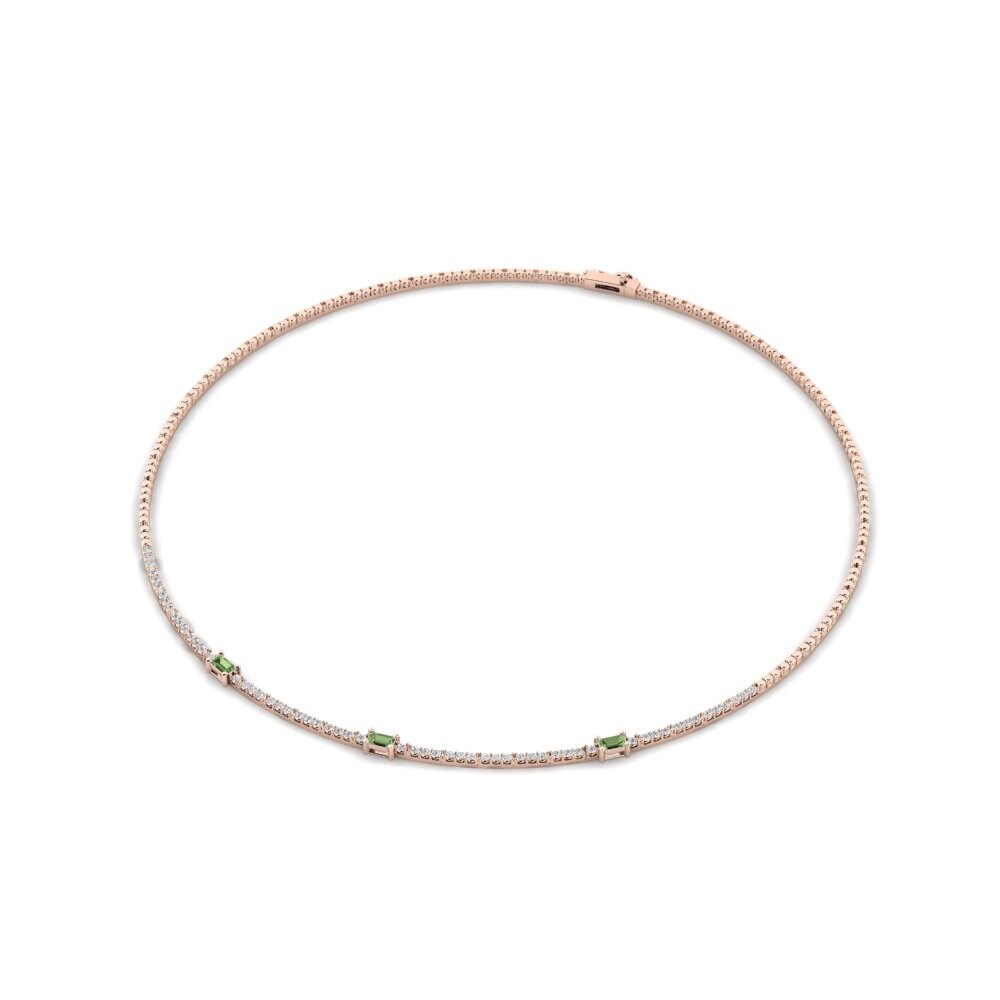 14k Oro Rosa Zafiro Verde Collar Evoque