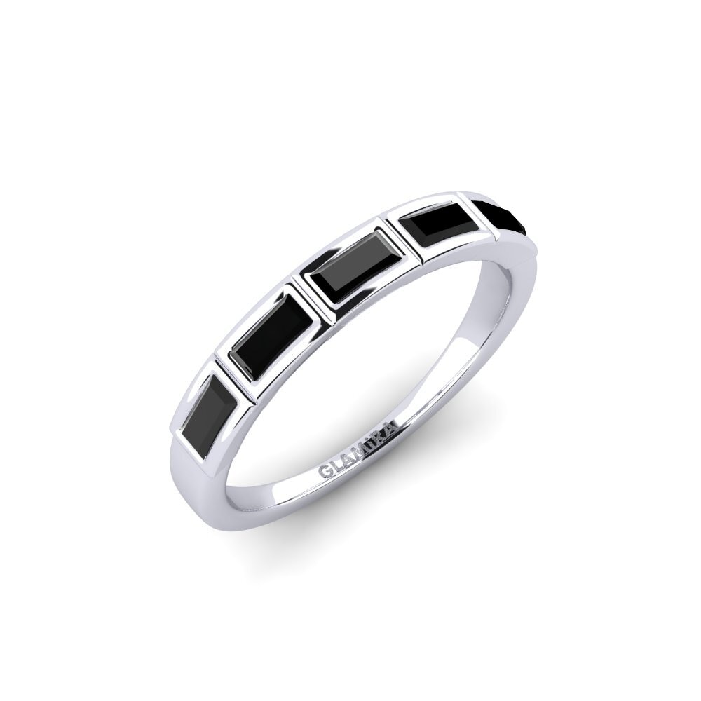 Or Blanc 14k Diamant Noir Bague Lrelune