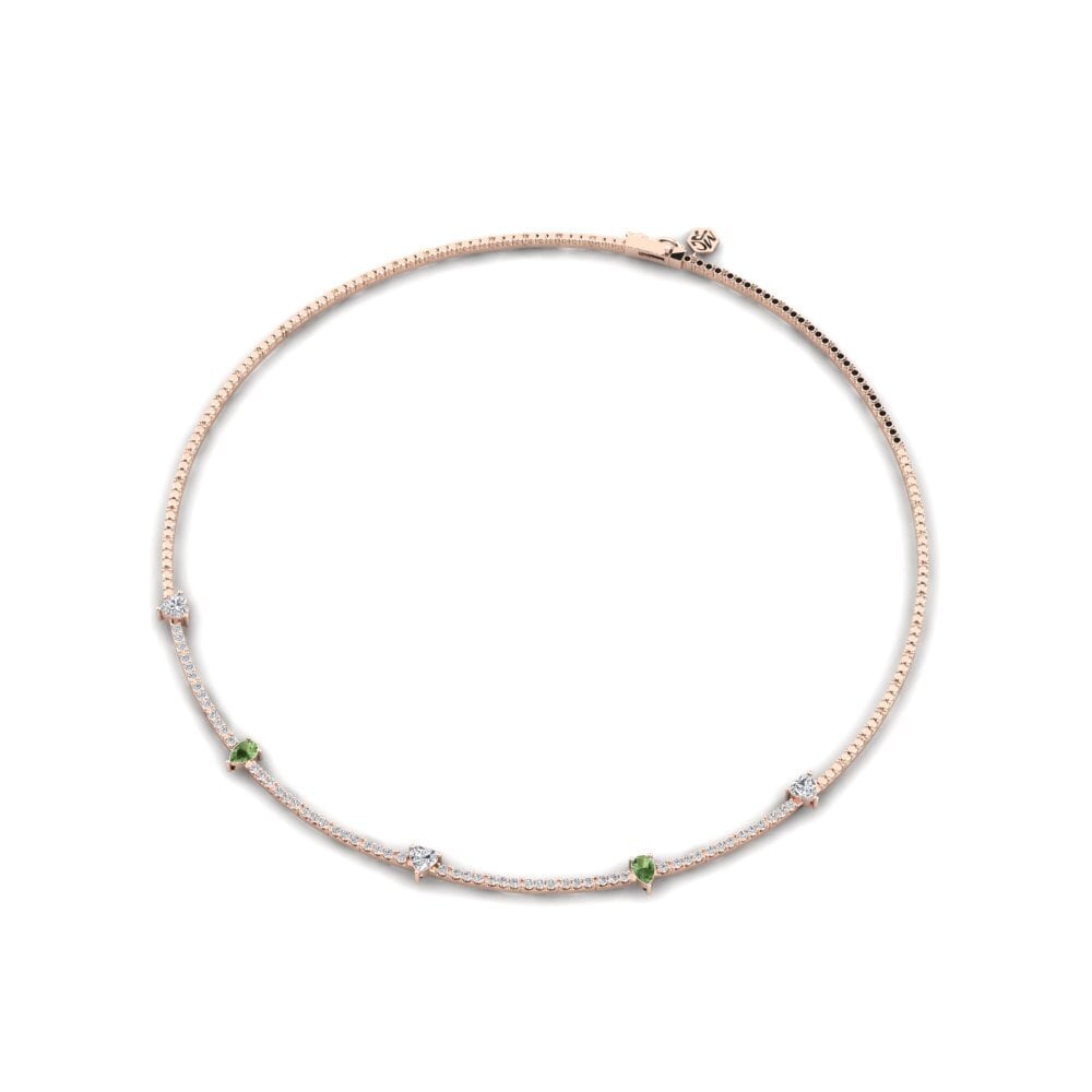 14k Oro Rosa Zafiro Verde Collar Markakol