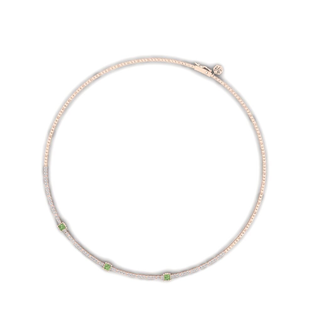 14k Oro Rosa Zafiro Verde Collar Minisler