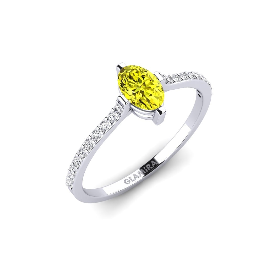 Białe Złoto 375 Żółty Diament Pierścionek Orongo
