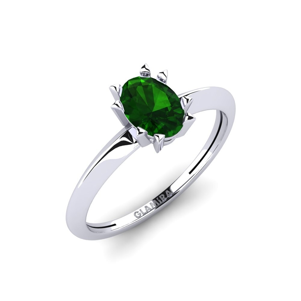 925 Prata de lei Turmalina Verde Anel Rivol