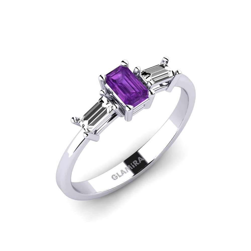 925 Silver Emerald Cut Amethyst Ring Rudovci