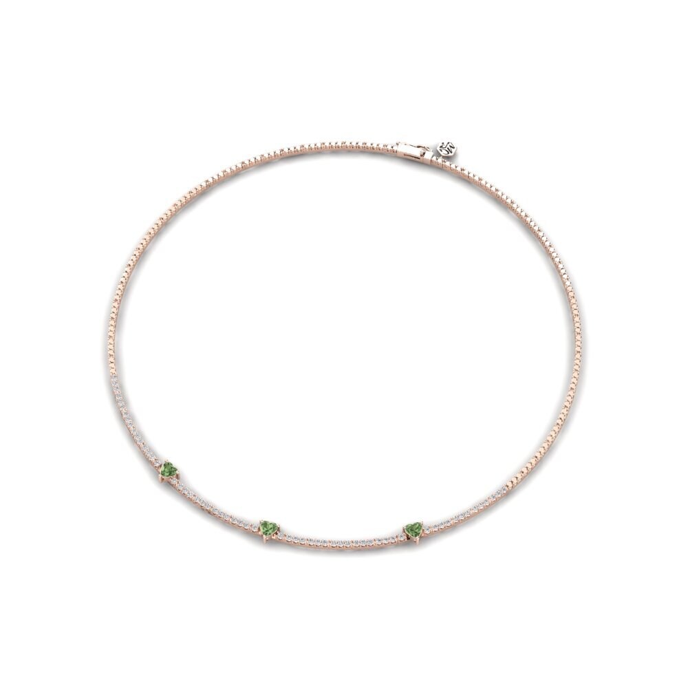 14k Oro Rosa Zafiro Verde Collar Tamgaly
