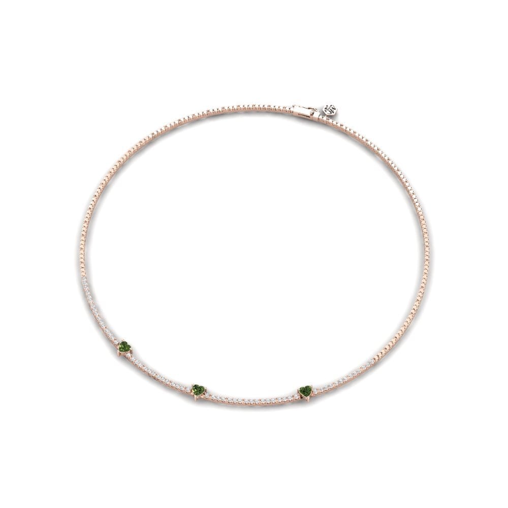 COLGANTES 14k Oro Rosa Zafiro Verde Rígidos