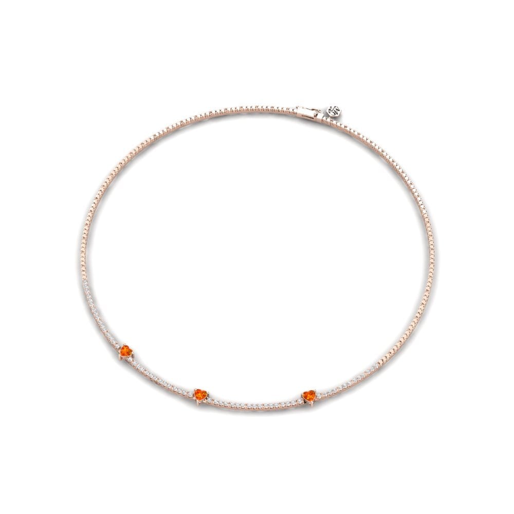 COLGANTES 14k Oro Rosa Zafiro Naranja Rígidos